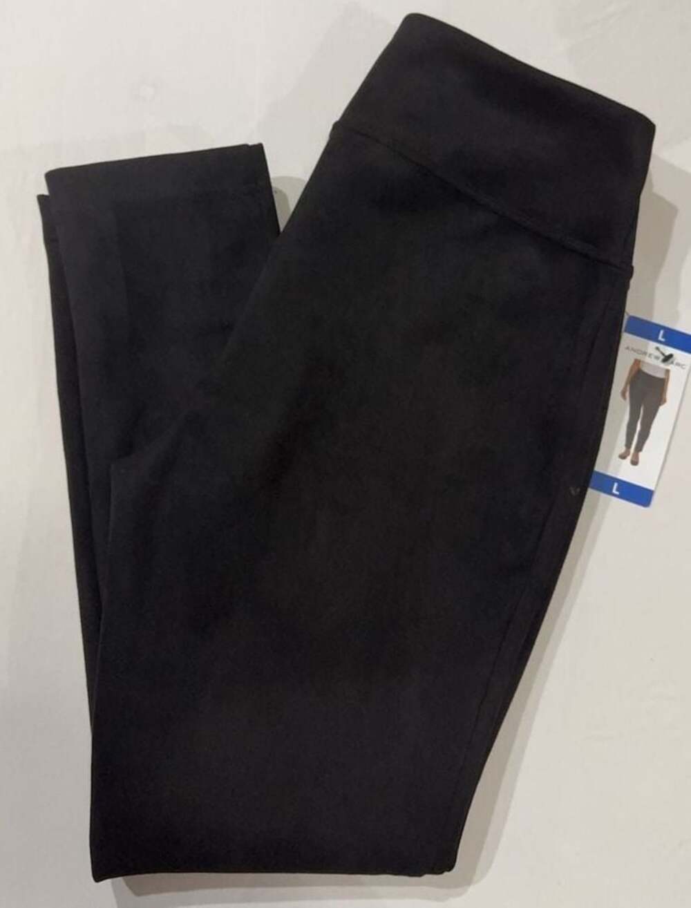#189 Andrew Marc Women's Black Suede Leggings Size Large